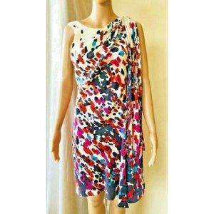 New With Tag BCBGMAXAZRIA Scarf Dress Sleeveless Color Splatter Size XS Stunning